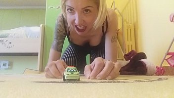 gorgeous but evil giantess, destroy your toy cars under her big boots