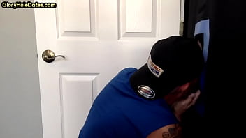 Gloryhole amateur DILF deepthroats sturdy penis of his BF