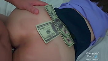 School girl lets stranger cum inside her pussy for cash
