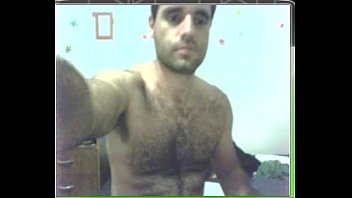 Hairy man in webcam