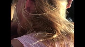 handjob, blonde, in car, sucks