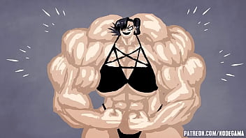 black hair, female muscle growth, series, nodegama from germany