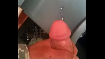 Cumming in the porta john at annual training 2