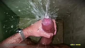 No Hands Water Masturbation Letting The Stream Of Water Fall On My Big Uncut Latino Cock Until It...