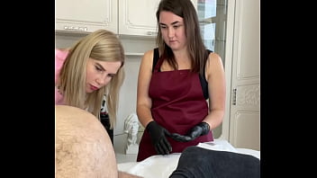 A man's ejaculation during a depilation training session