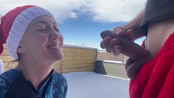 Santa Claus gives me an ANAL CREAM PIE 8 inch big dick deep throat in the snow