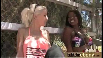 Hot ebony chick in interracial gangbang 4