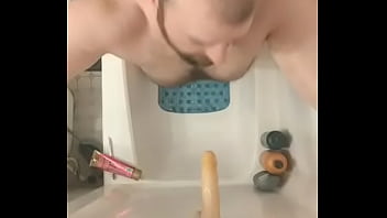 Fat Chubby Slut Sucks Off His Dildo