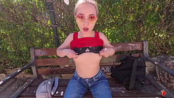 Teen (18 ) talked into public outdoor sex by older guy