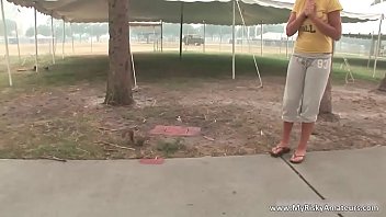 Cute brunette babe having fun