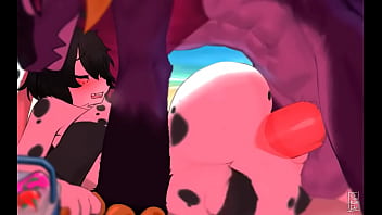 Straight Furry Yiff Conejo Cachondo Con Un Dragon En La Playa...