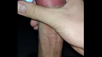 Jerking big cock while watching porn