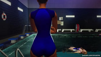 HOT BRUNETTE TEEN SLUT GAGGING ON HER COACH&amp;#039_S BIG COCK  - SIMS 4 HENTAI (3D animation)