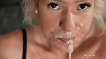 blonde, cum in mout, polish, big cumshot