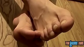 Toes loving Bentley jerking off big cock solo cumshot