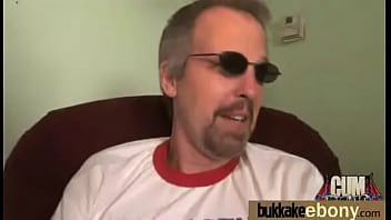 Ebony gets group cumshots 1