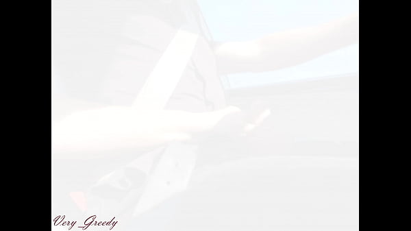 While driving my neighbor La Gourmande wanks my cock for a long time before sucking me while I drive! when I finally stop she greedily swallows all my cum without losing a drop