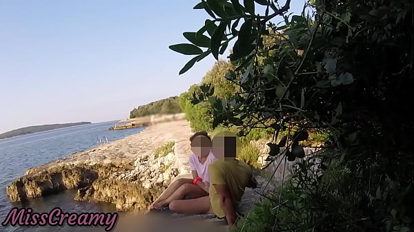 Teen teacher sucks my cock in a public beach in Croatia in front of everyone - it's very risky with people near- MissCreamy
