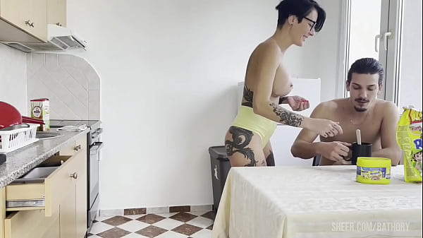 I went to serve my stepson breakfast, but ended up letting  him fuck me