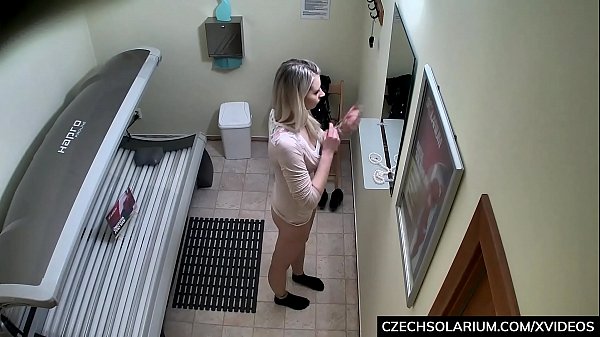 Blonde Girl Caught in Public Solarium