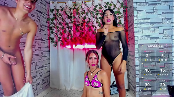 Two hot girls giving deep blowjobs to a good big cock