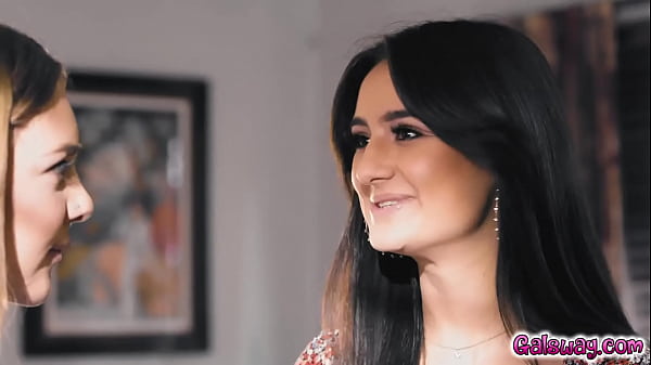 When Gabbie Cater's 2 girlfriends, Eliza Ibarra and Lulu Chu show up at her house, the two got horny and want to fuck with her.