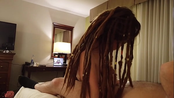 Natural Tits & Ass Indica Flower Sucks & Rides Her First Fan
