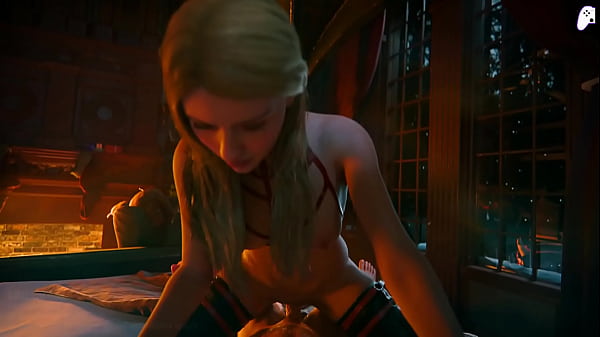 (4K) Blonde princess decides to show her big ass to eager penis and finally gets fucked and creampied and she likes it | Hentai 3D