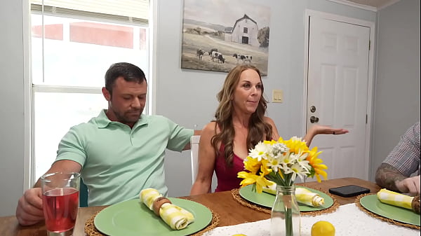 Cheating Big Ass Milf StepMom gives Big Cock StepSon BLOWJOB While we watch TV