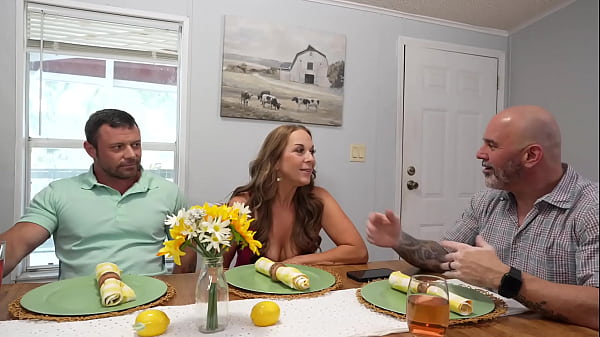 Cheating Big Ass Milf StepMom gives Big Cock StepSon BLOWJOB While we watch TV