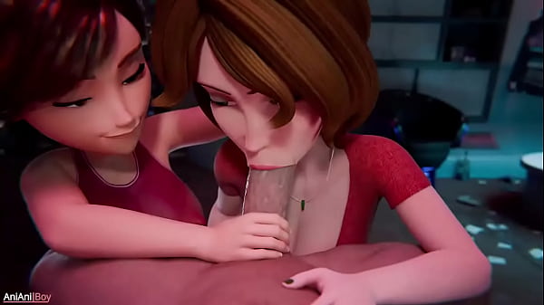 Double MILF blowjob / 3d porn