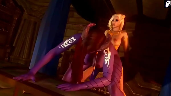 (4K- Nyl) Futa succubus girl fucks with her big penis the huge ass of a futanari woman