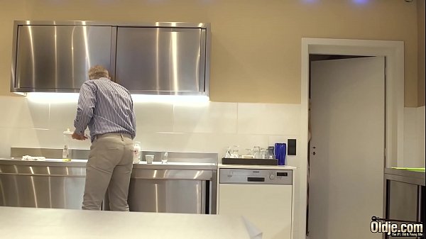 Blonde hot sex with old bald guy