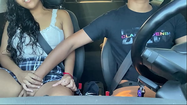 Horny passenger gets into Uber without panties and driver can't resist her
