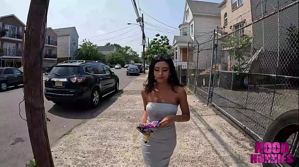 Horny mixed slut get fucked hard hanging out in the hood