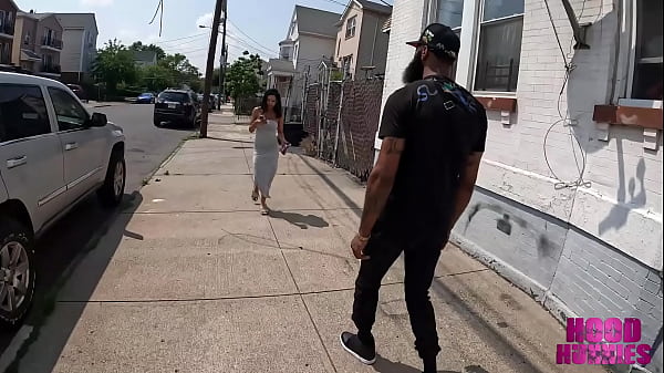 Horny mixed slut get fucked hard hanging out in the hood