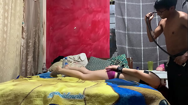 Getting fucked in my parents bedroom using their choker and handcuffs