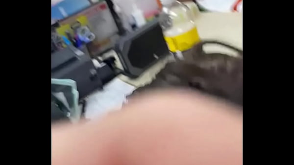 Getting head at work till a customer came