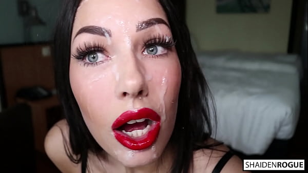 NO HANDS Red Lipstick Deepthroat Leads To A Big Mess On My Face - Shaiden Rogue