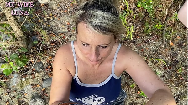 Busty blonde likes to get fucked doggystyle by the river