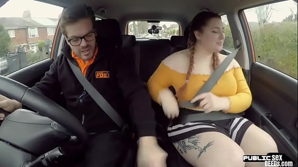 Chubby english bird publicly riding instructor