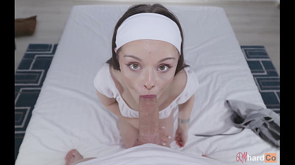 Amateur BJ POV – Cute Brunette with Green Eyes sucking cock gets a BIG Facial – RMhardCo