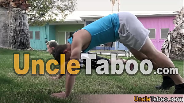 Doing push ups in the garden makes him sexy So its time to check out those muscles from a bit closer