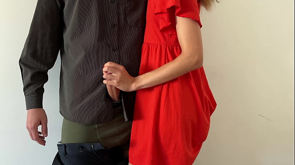 Tight Handjob for my new Boss, Let him cum hard