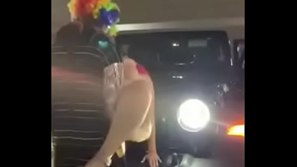 Pink hair whore gets pounded on jeep