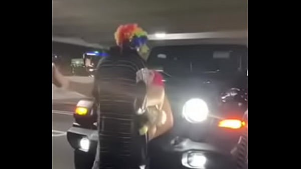 Pink hair whore gets pounded on jeep