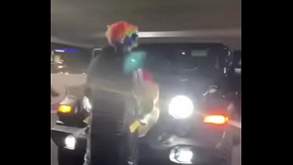 Pink hair whore gets pounded on jeep