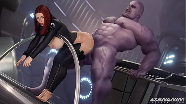 Black widow gets her ass destroyed by Thanos (3D animation)