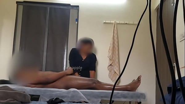 Customer flashing dick and convincing massage girl to jerk his small black dick