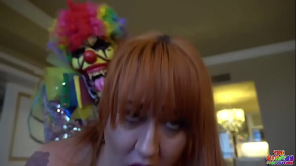 Busty Redhead Milf gets her pussy destroyed by clown